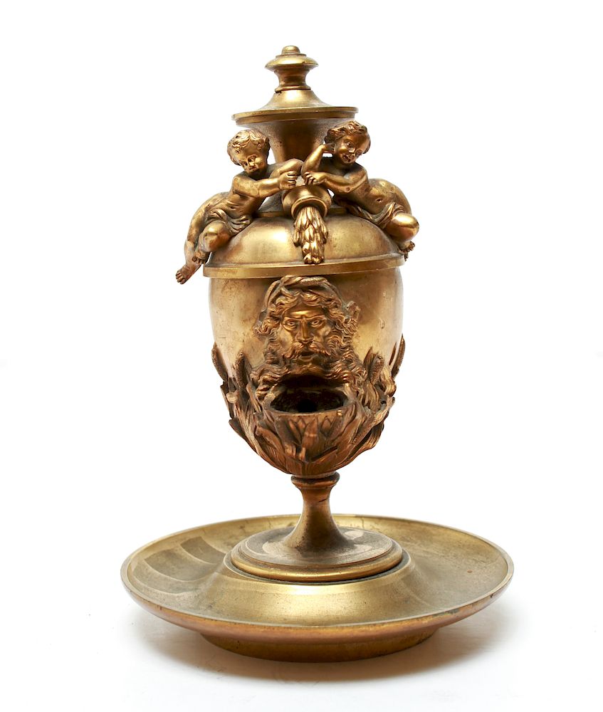 Appraisal: Neoclassical Gilt Bronze Figural Oil Lamp Vintage Neoclassical gilt bronze