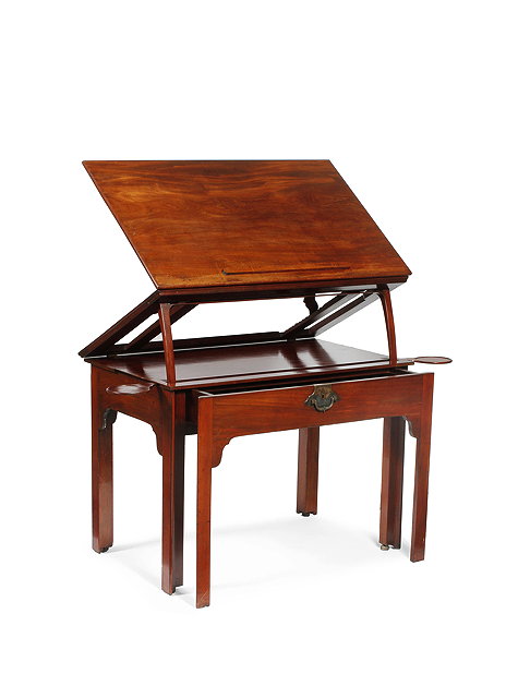 Appraisal: A GEORGE III MAHOGANY ARCHITECTS TABLE the double hinged rising