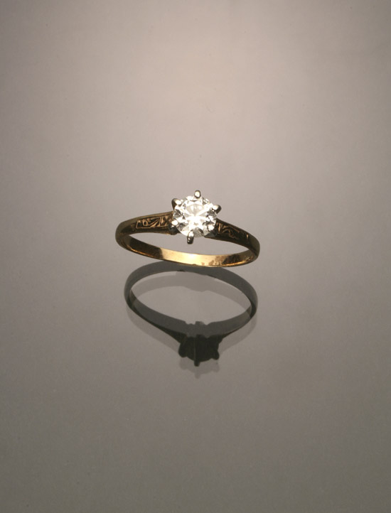 Appraisal: Tested -Karat Yellow and White-Gold Solitaire Diamond Ring Set with