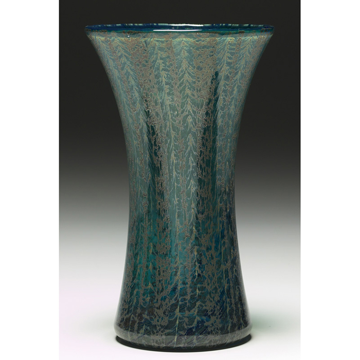 Appraisal: Nash vase attribution flaring form in green and blue glass