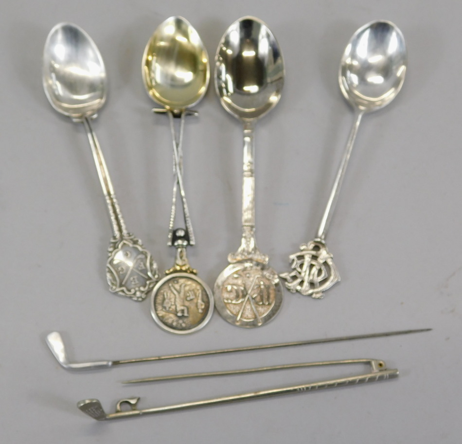 Appraisal: Various golf related silver etc to include spoons a hat