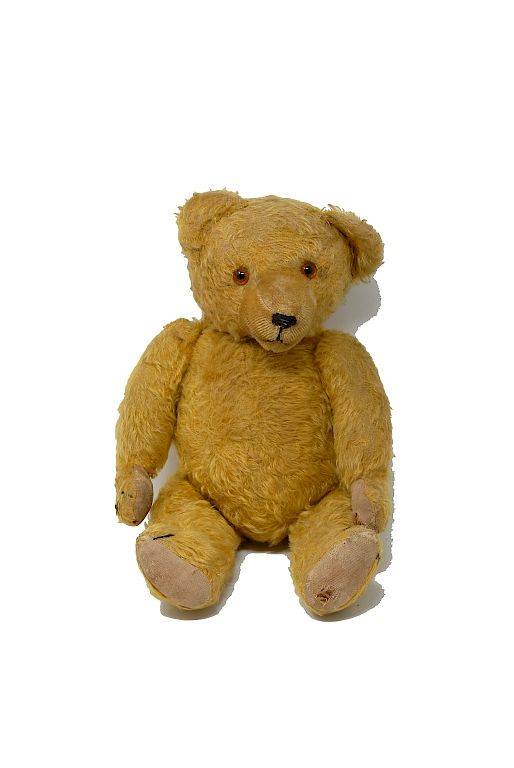 Appraisal: Early Jointed Yellow Mohair Teddy Bear Early Jointed Yellow Mohair