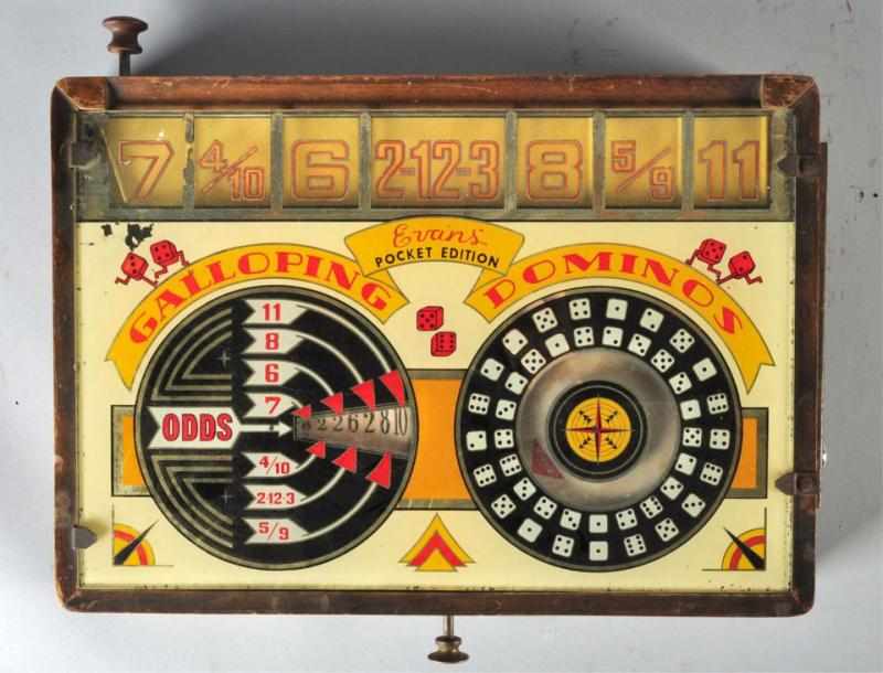 Appraisal: Galloping Dominoes Trade Stimulator Description Working Manufactured by Evans Condition