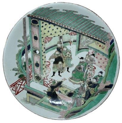 Appraisal: A famille verte saucer dish Kangxi decorated figures and warriors