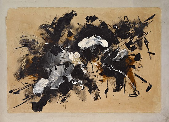 Appraisal: JOHN VAN WICHT Gray and Black Oil and mixed-media on