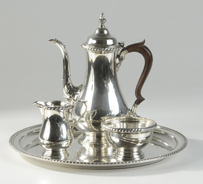 Appraisal: GORHAM STERLING SILVER COFFEE SET AND TRAY four pieces the