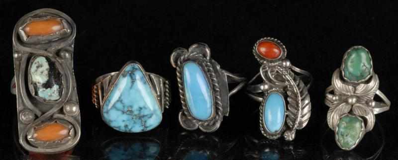 Appraisal: Lot of Native American Indian Rings Description All with stones