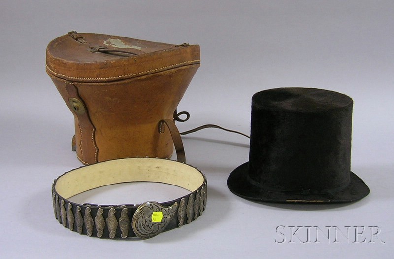 Appraisal: Decorative Belt and Top Hat Laura Biagiotti metal and leather