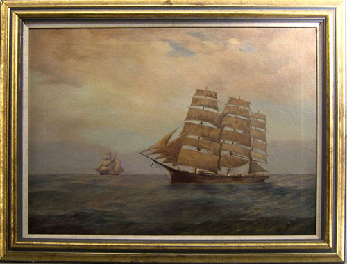 Appraisal: E C Clark mid th c oil on canvas seascape