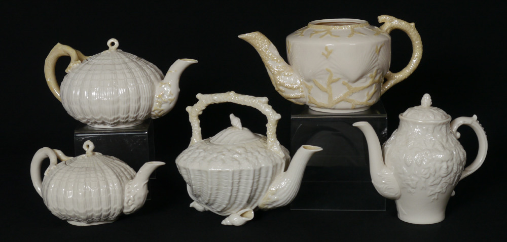 Appraisal: BELLEEK IRISH PORCELAIN TEAPOTS Group of teapots to include Neptune