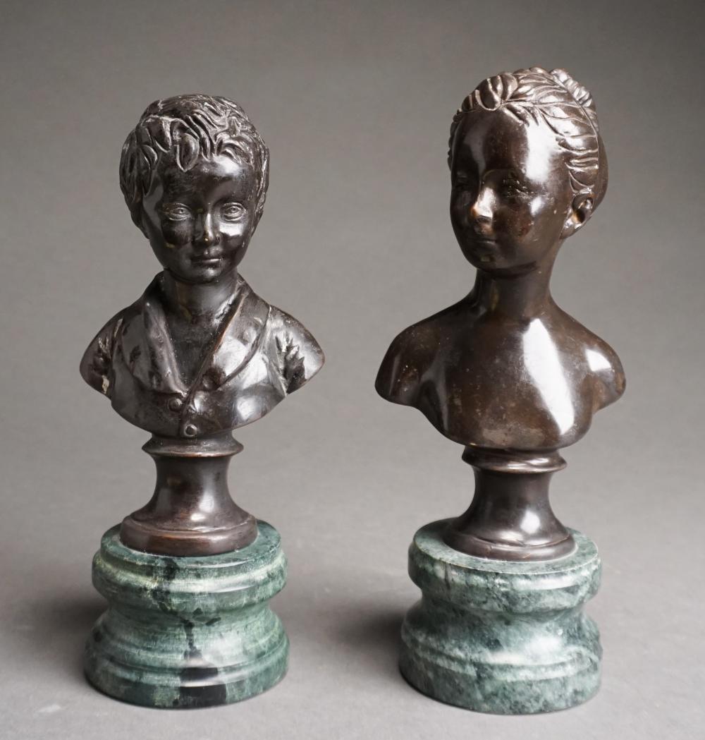 Appraisal: Pair Patinated Metal Busts of Boy and Girl H in