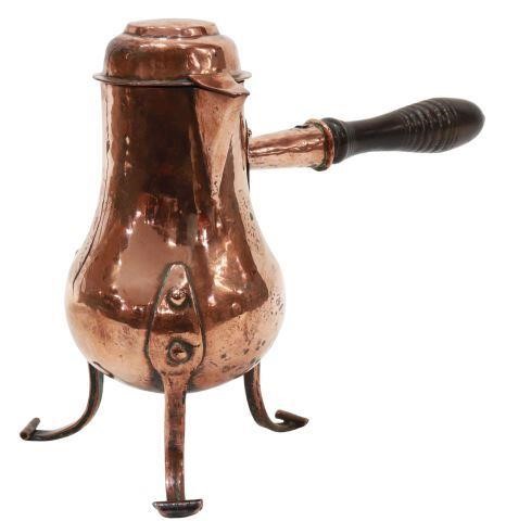 Appraisal: French copper chocolate pot late th c hinged lid narrow