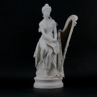 Appraisal: th Century French Bisque Sculpture Beaut Avec Harpe Signed H