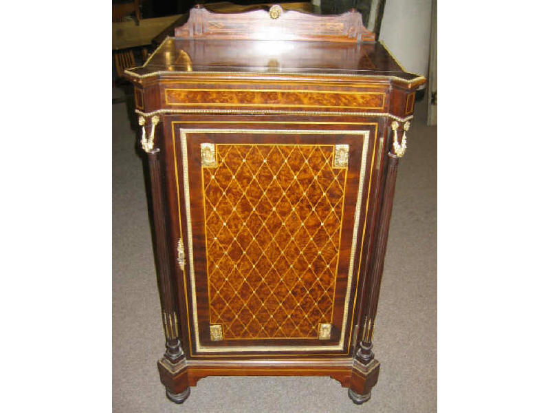 Appraisal: LOUIS XVI STYLE MIXED WOOD MUSIC CABINET The gilt metal