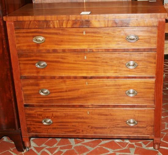 Appraisal: American Sheraton cherry and mahogany chest of drawers circa rectangular