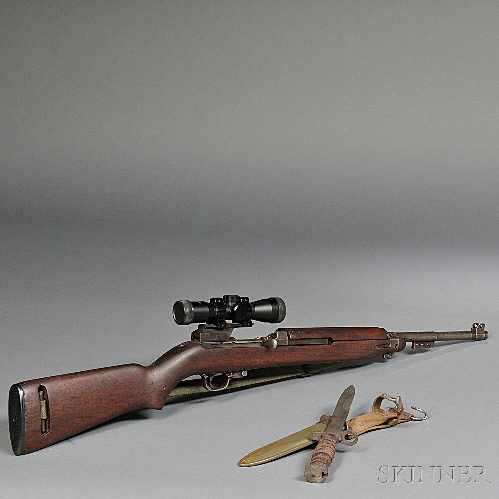 Appraisal: U S M Semiautomatic Carbine and Bayonet with Scope s