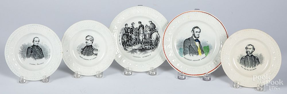 Appraisal: Five Staffordshire ABC plates Five Staffordshire ABC plates decorated with