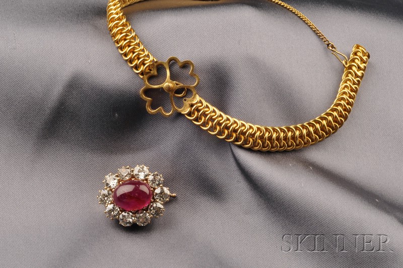 Appraisal: Antique kt Gold Ruby and Diamond Brooch Bracelet St Petersburg