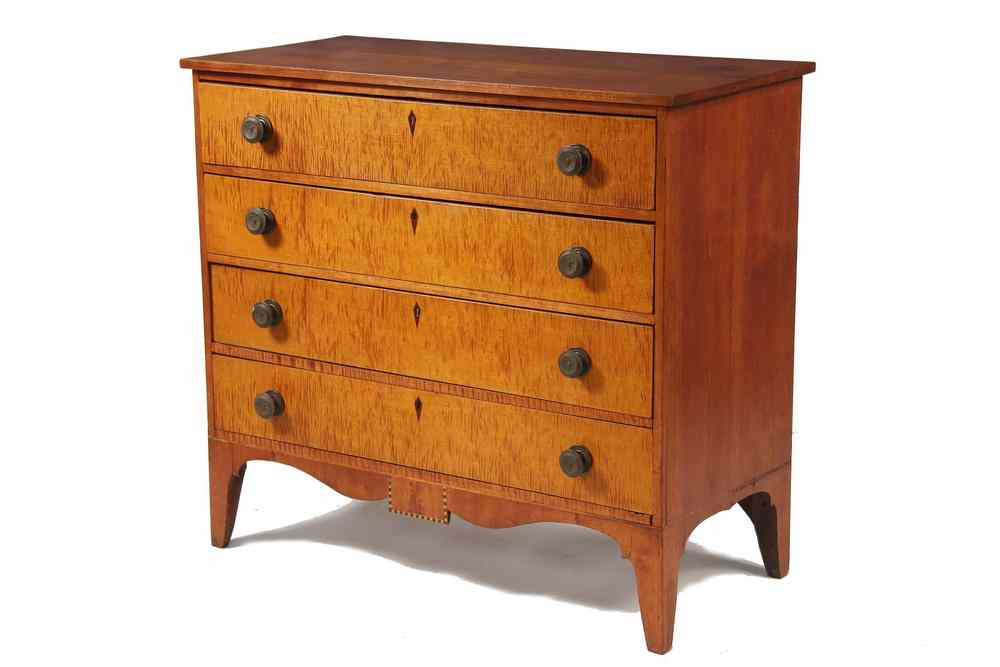 Appraisal: FEDERAL CHEST - Federal Mahogany and Maple Chest coastal New