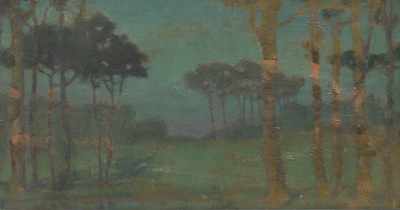 Appraisal: Continental School th Century Misty Landscape Oil on canvas no