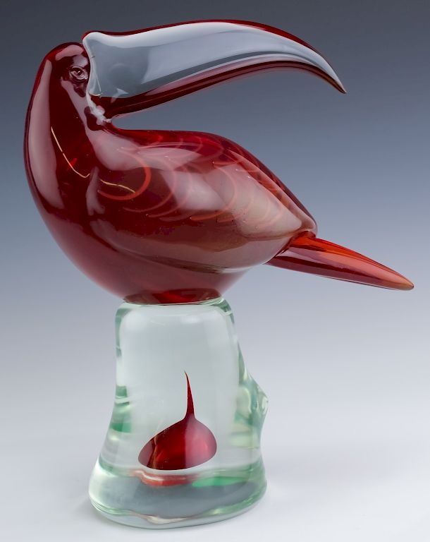 Appraisal: Alfredo Barbini Murano Art Glass Toucan Sculpture Signed Alfredo Barbini