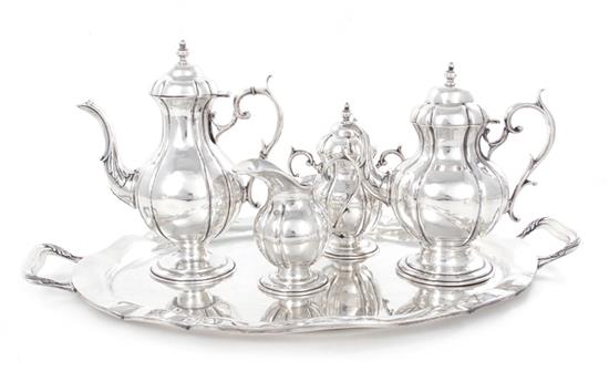 Appraisal: Mexican sterling five-piece coffee and tea service and tray Taxco