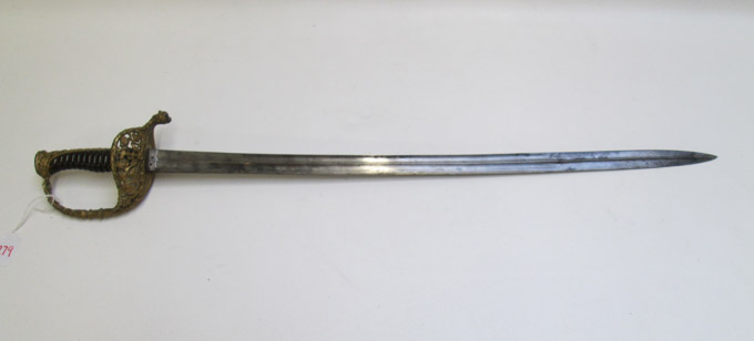 Appraisal: FRENCH PATTERN NAVAL OFFICERS SWORD straight blade with two fullers