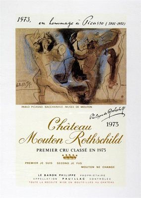 Appraisal: After Pablo Picasso Bacchanale Chateau Mouton Rothschild Signed in the