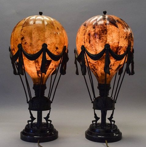 Appraisal: Pair of Maitland Smith Pin Shell Balloon Lamps Lot includes