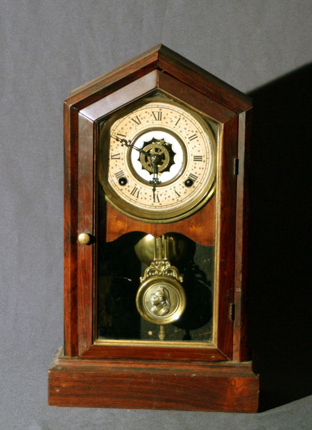 Appraisal: American Rosewood Shelf Clock Probably Ansonia Late th Century Height