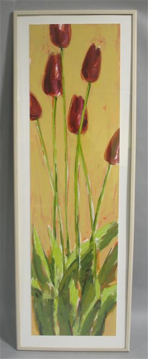 Appraisal: JOHNSON MATTHEW AMERICAN TH CENTURY RED TULIPS Gouche on paper