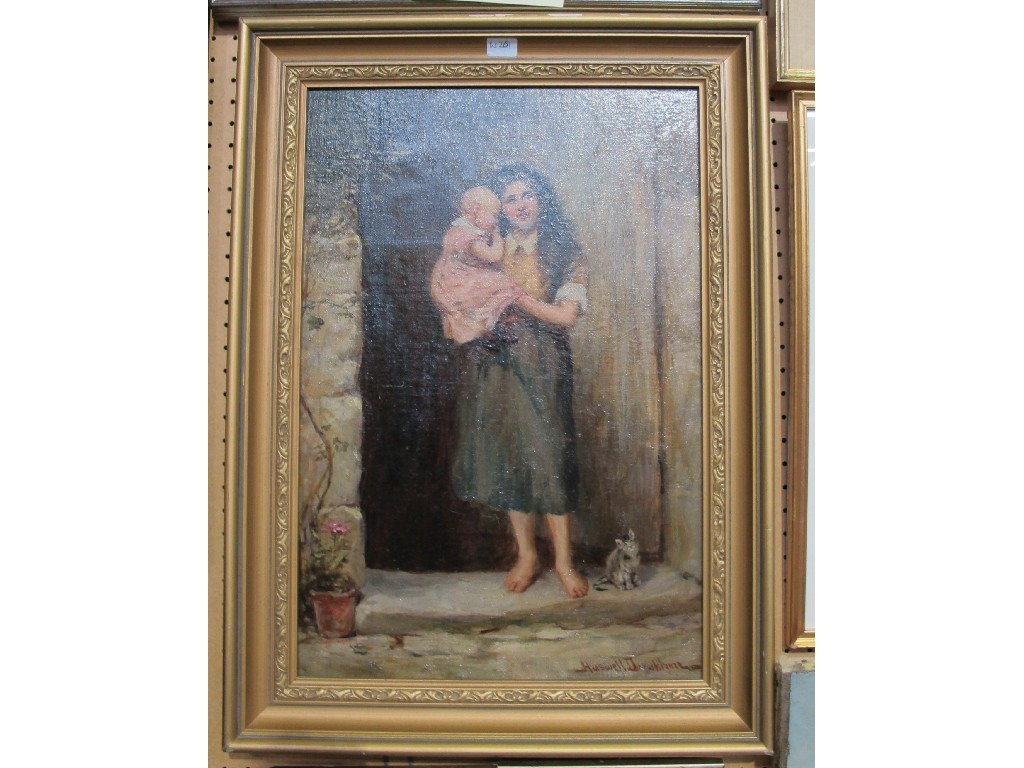 Appraisal: HASWELL DONALDSON Oil on canvas 'Mother and Child' signed