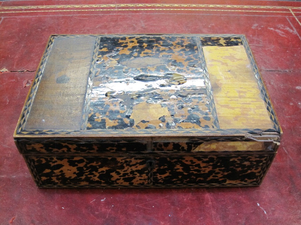 Appraisal: Tortoishell covered work box def