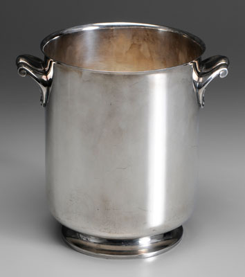 Appraisal: Christofle silver-plate wine cooler shell and scroll handle ring foot