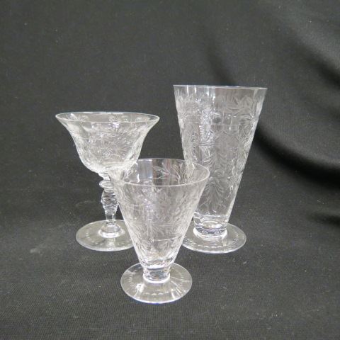 Appraisal: pcs Hawkes Crystal Stemware rock crystal style cut floral Greek