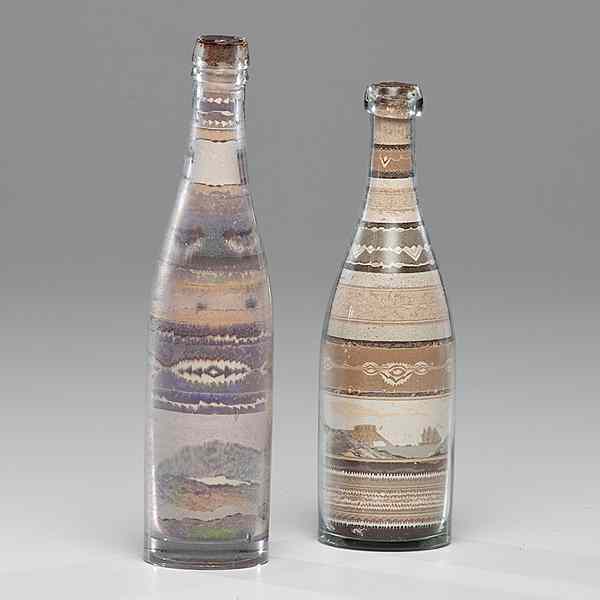 Appraisal: Sandbottles with Seascapes Probably French last quarter th century Two