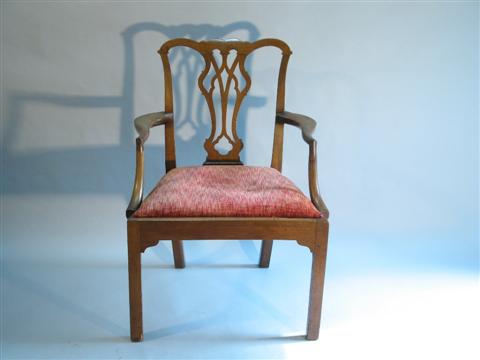 Appraisal: ENGLISH CHIPPENDALE MAHOGANY ARMCHAIR With later alterations and restorations the