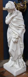 Appraisal: Continental parian marble carved figural sculpture Continental parian marble carved