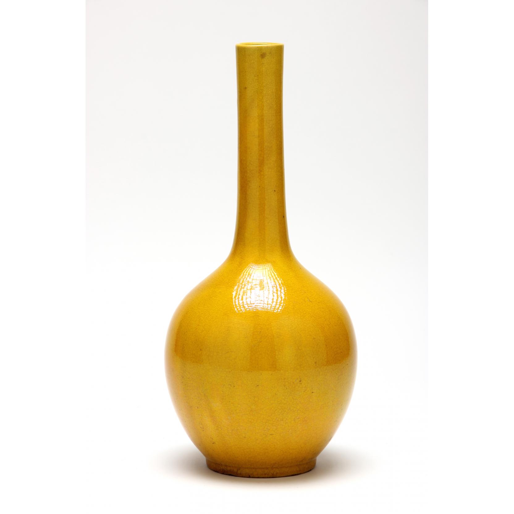 Appraisal: Fine Chinese Imperial Yellow Glazed Vase bulbous form with long