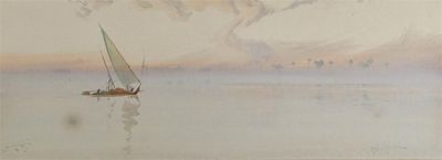 Appraisal: Augustus Osborne Lamplough - Sunset before a sandstorm Desert Scene