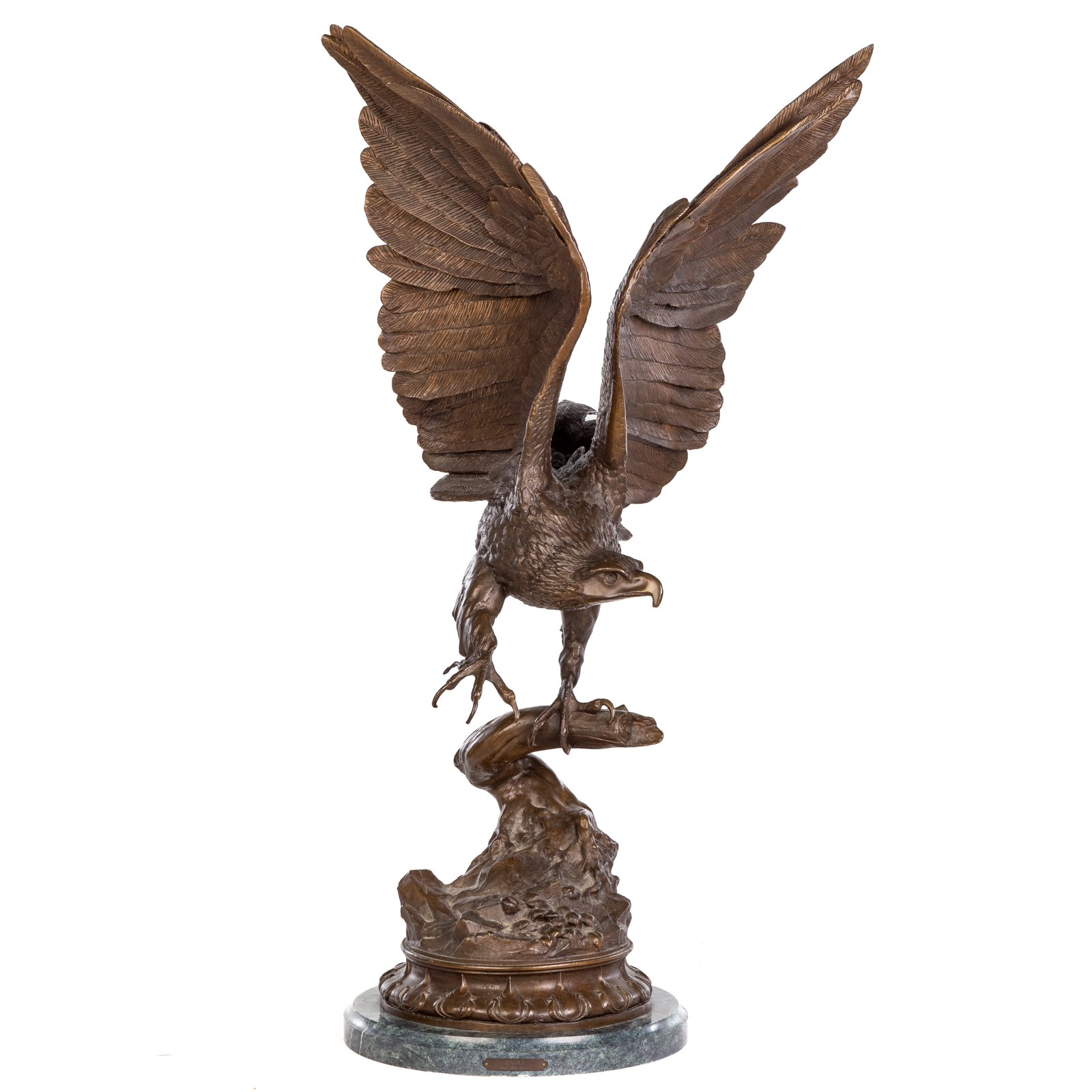 Appraisal: AFTER MOIGNEZ EAGLE BRONZE Approximately in H mounted on circular