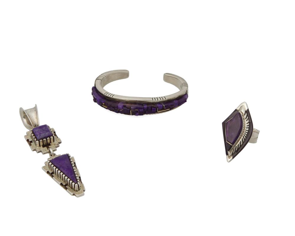 Appraisal: A group of Southwest silver and sugilite jewelry Late th