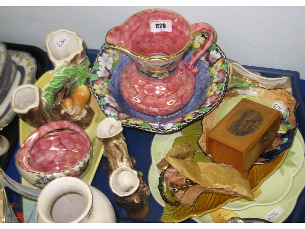 Appraisal: Tray lot of assorted ceramics to include Maling jug and