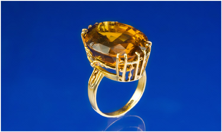 Appraisal: Large Brown Oval Topaz Set in Ornate carat gold shank