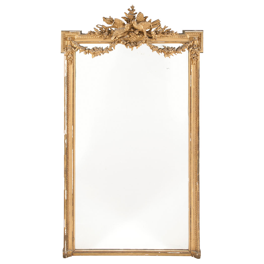 Appraisal: Louis XVI Style Giltwood Overmantel Mirror The rectangular mirror plate