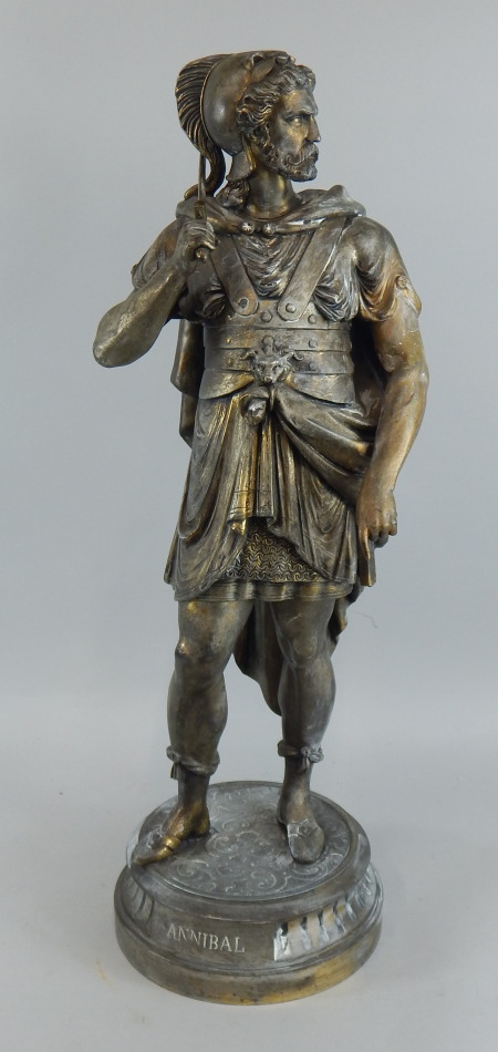 Appraisal: A thC style cast metal figure entitled Annibal in classical