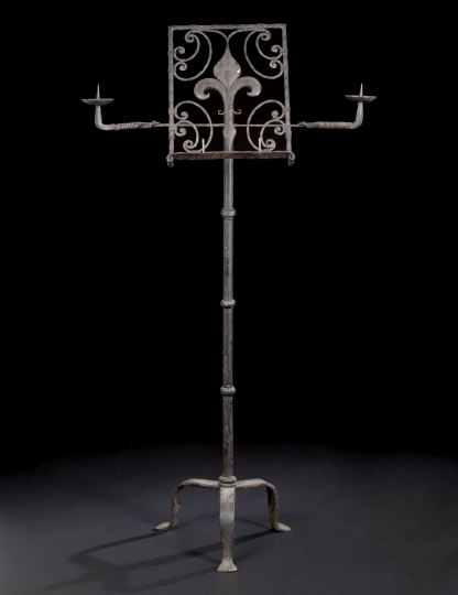 Appraisal: Franco-Spanish Provincial Wrought-Iron Tripodal Music Book Stand first quarter th