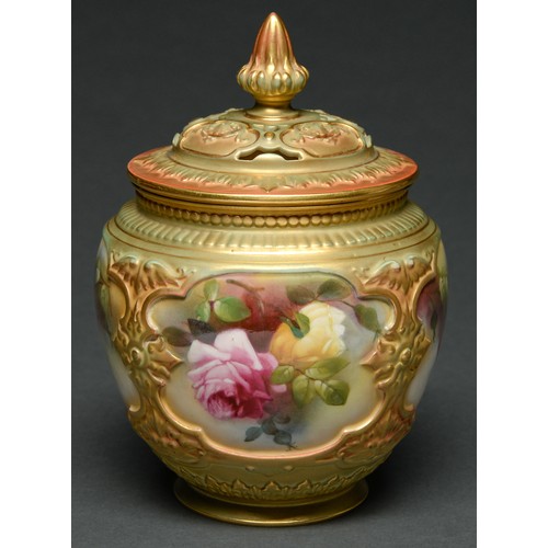 Appraisal: A Royal Worcester pot pourri jar and cover painted in