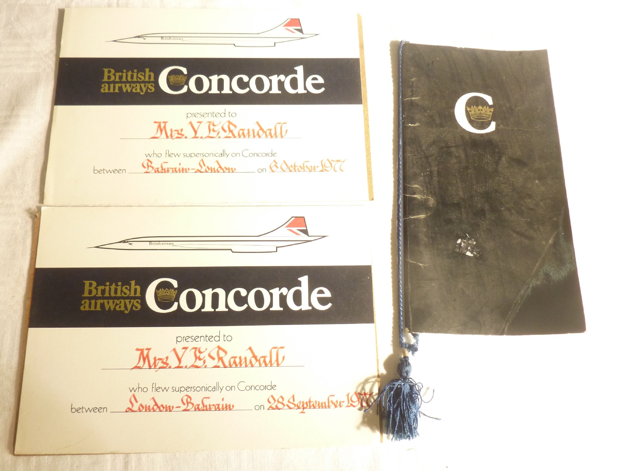 Appraisal: A collection of Concorde related memorabilia including the British Airways