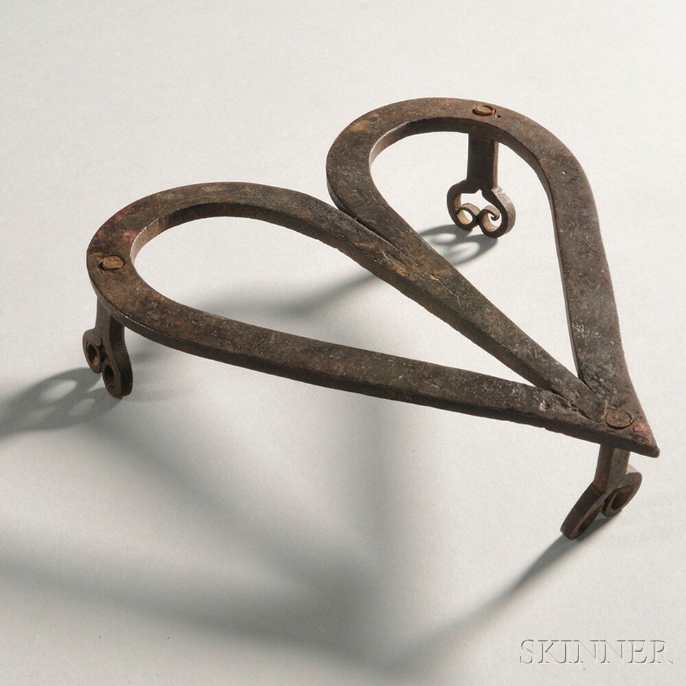 Appraisal: Wrought Iron Heart-shaped Trivet America late th early th century